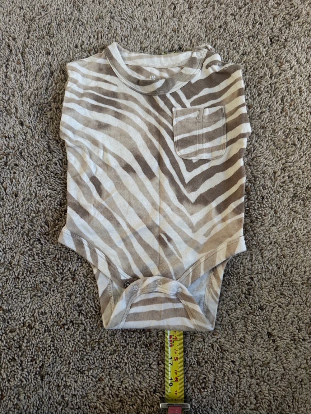 Banana Republic Cream and Brown Zebra-Print Baby Bodysuit